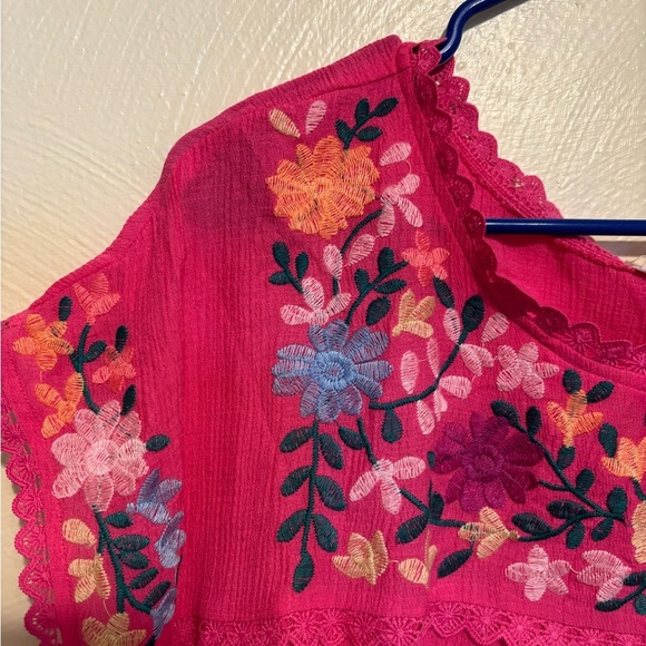 Blu Pepper Vibrant Pink Floral Blouse - Picture 6 of 8
